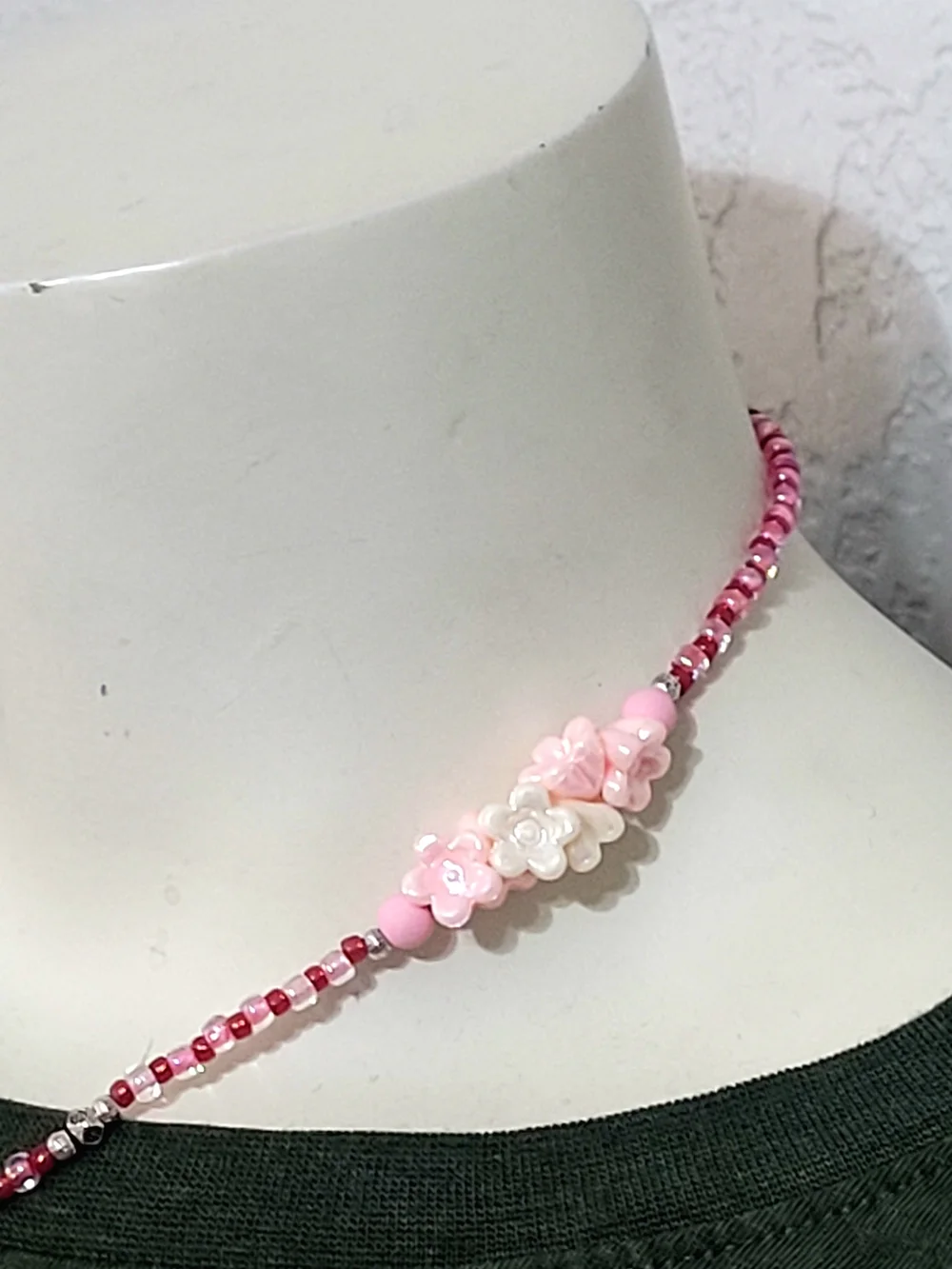 Hand Crafted Kids' Pink Floral Pendant Beaded Necklace